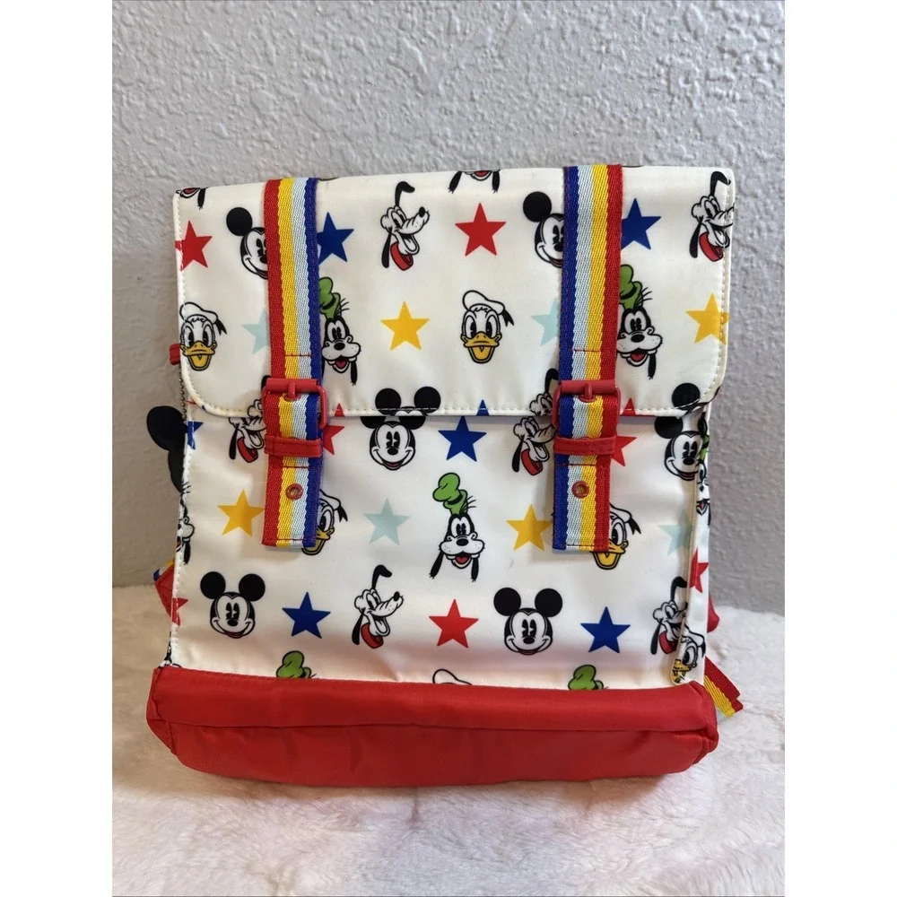 Disney Mickey Mouse Friends Kids Backpack White Red Stars Rainbow Straps Bag